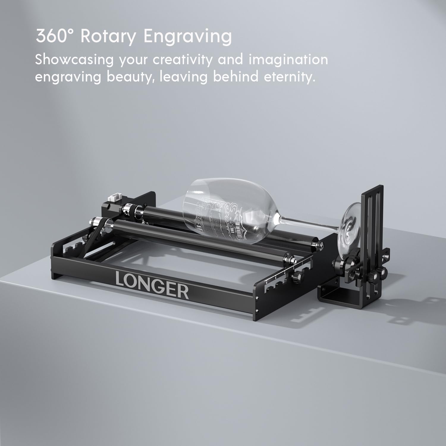 LONGER Laser Engraving machine's Rotary Roller Lifting Frame can be Used More Effectively with The Rotary Drums of Most Laser Engraving Machines.