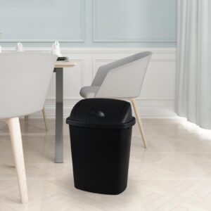 Parlynies 4 Pack 8 Gallon Medium Trash Can with Lid, Plastic Swing Top Garbage Can, Black Waste Bin Waste Basket for Bathroom, Kitchen, Bedroom, Office, College