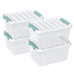 nicesh 20 l clear latch storage box, 4 pack plastic latch storage bins with lid