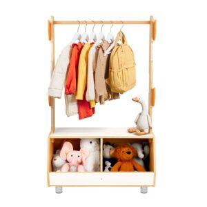 OOOK Tree Kids Dress Up Rack, Dress Up Storage for Toddlers, Kids' Costume Organizer Center with Storage Cabinet, Suitable for Kids Room, Living Room, Playroom and Daycare Centers.