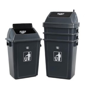 afromy 4 packs 13 gallon commercial heavy-duty trash/garbage can, swing lid waste container for home/garage/kitchen/outdoor/driveway