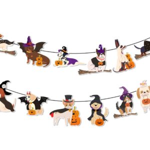 Halloween Party Decorations Halloween Banner Halloween Dog Garland Bunting Banner Cute Witch Hat Pumpkin Puppy Dog Hanging Banner for Halloween Birthday Holiday Party Wall Home Office Decor