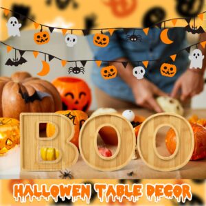 FillTouch Boo Wooden Charcuterie Letters Fillable Halloween Serving Tray Charcuterie Board Dish Decorative Cheese Platter for Snack Food Cake Cookies for Halloween Party