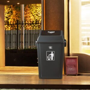 Pekky 18 Gallon Large Garbage Can Set of 4, Plastic Trash Can with Swing Lid, Grey