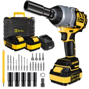 1/2 inch cordless impact wrench,406ft-lbs (550n.m) brushless power impact driver,2500rpm high torque impact gun,2x 4.0 battery, 5 sockets,8 drill,6 screws for home car tires truck mower color 5