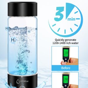 Hydrogen Water Bottle 2024, Hydrogen Water Bottle Generator with SPE PEM Technology Water Ionizer, Hydrogen Water Machine Improve Water in 3 Minutes for Home, Office, Travel, Daily Drinking(Black)