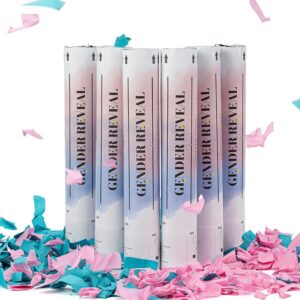 ofozovey confetti cannons 11.8in gender reveal multicolor confetti poppers for wedding celebration, gender revealing party,birthday party, pranks, graduation, christmas eve(6 pack blue)