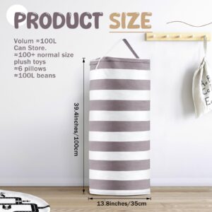 Wonderjune 2 Pcs Stuffed Animal Storage Bean Bag Cover 39.4 x 13.8 Inch Stuff Animal Organizer Zipper Beanbag Canvas Bean Bag Chairs for Organizing Plush Toys or Memory Foam