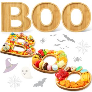 filltouch boo wooden charcuterie letters fillable halloween serving tray charcuterie board dish decorative cheese platter for snack food cake cookies for halloween party