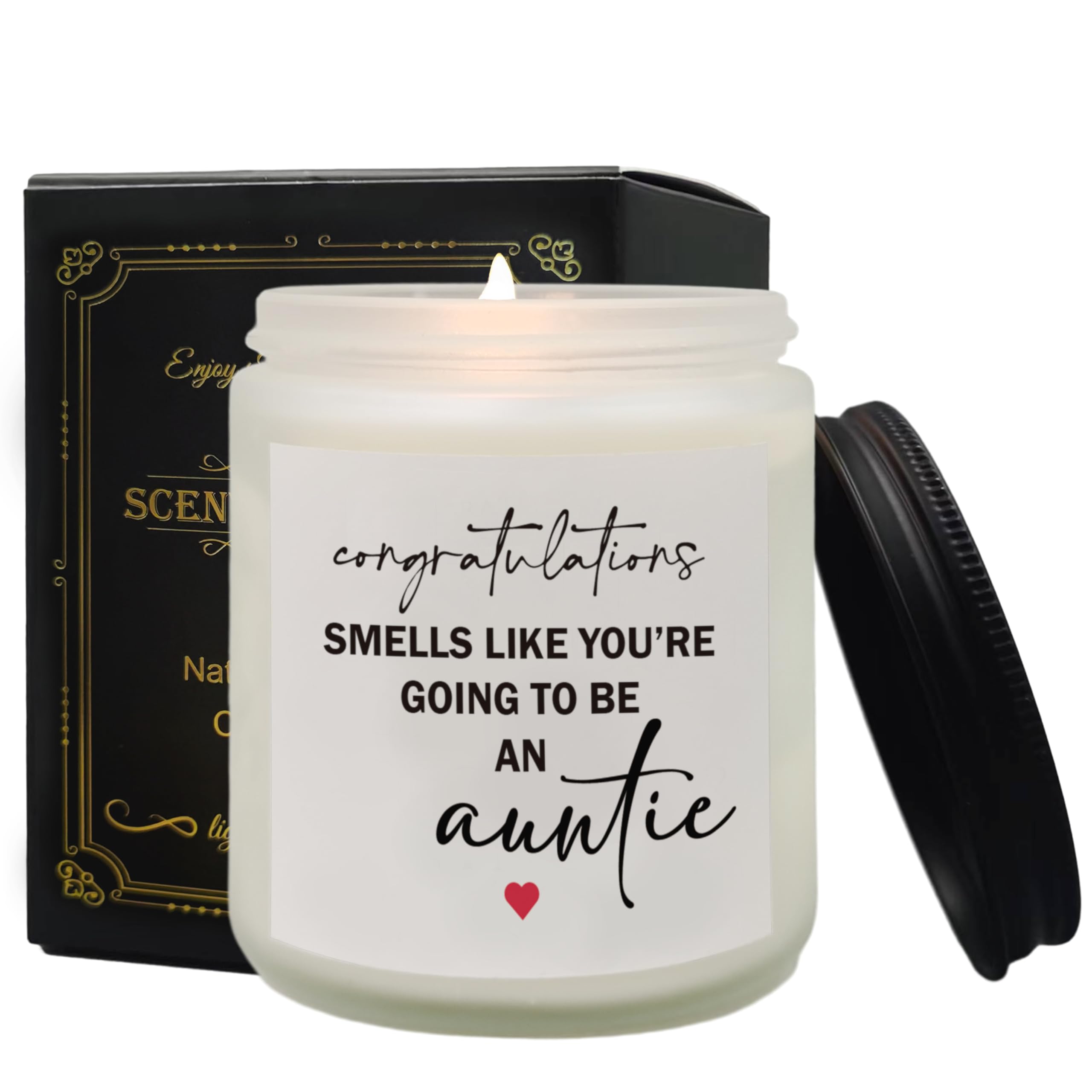 QASHWEY Auntie Candle, Pregnancy Announcement Candles Gifts for Auntie Sister Friends, New Aunt Gifts Soy Candle, Smells Like You’re Going to an Auntie Lavender Fragrance Candles for Home Scented