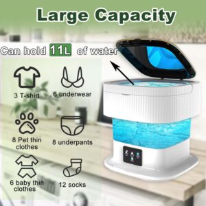 Portable Washing Machine, Small Washing Machine, Foldable Washer with Dryer, Mini Collapsible Laundry for Travel, Sutiable for Apartment, Dorm, Camping, RV, Underwears, Socks, Baby Clothes, Green