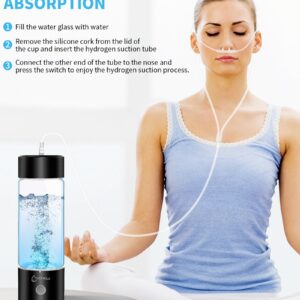 Hydrogen Water Bottle 2024, Hydrogen Water Bottle Generator with SPE PEM Technology Water Ionizer, Hydrogen Water Machine Improve Water in 3 Minutes for Home, Office, Travel, Daily Drinking(Black)