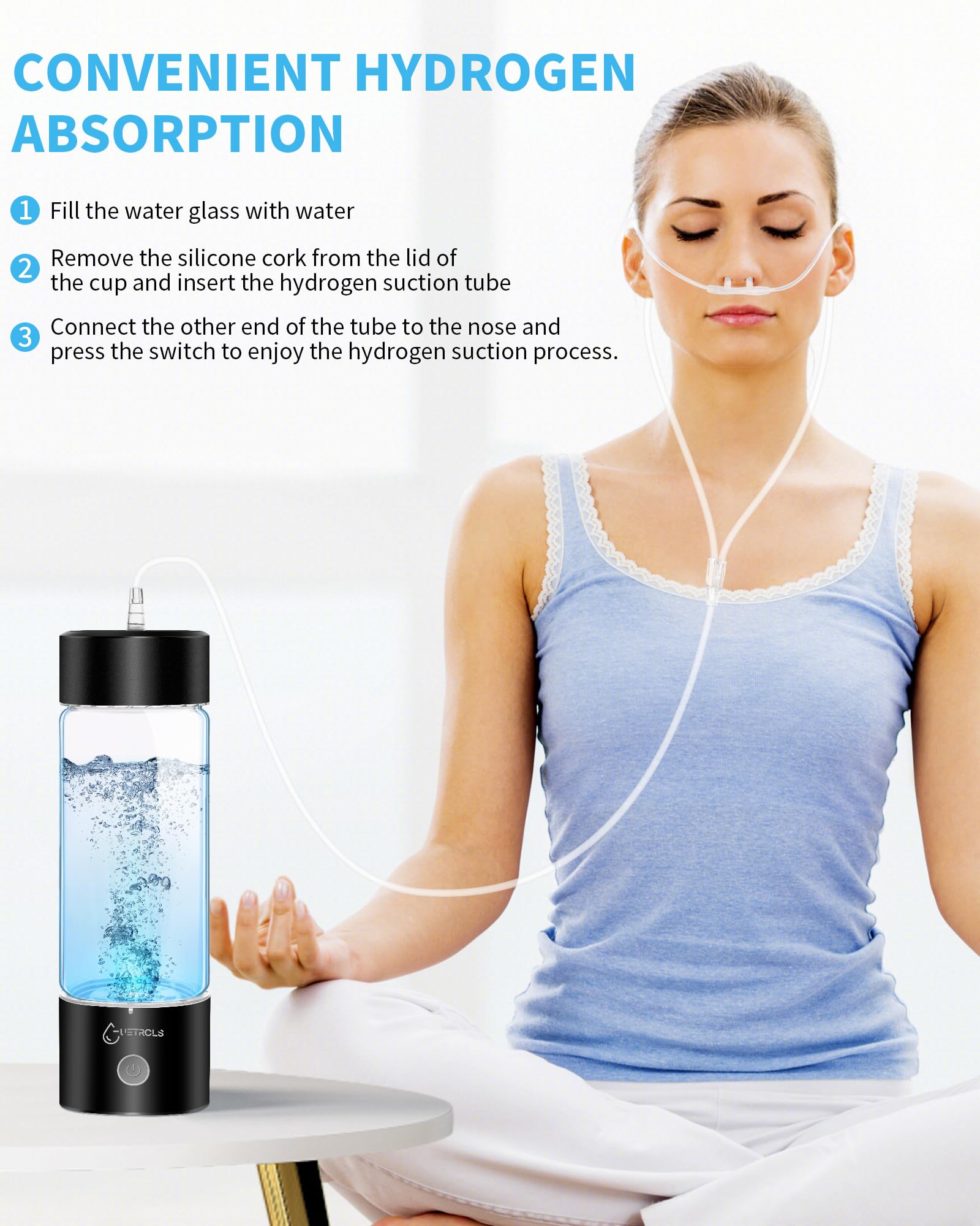 Hydrogen Water Bottle 2024, Hydrogen Water Bottle Generator with SPE PEM Technology Water Ionizer, Hydrogen Water Machine Improve Water in 3 Minutes for Home, Office, Travel, Daily Drinking(Black)