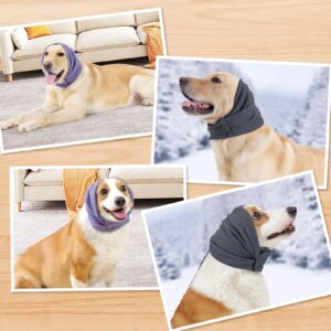 BRKURLEG Dog Ear Muffs, Dog Ear Cover for Anxiety Relief, Dog Calming Hoodie Head Cover Sleeves, Pet Hoodie, Pet Cats and Dogs Ear Protector, Grooming Bathing Warm Winter Dog Ear Scarf (Grey, L)