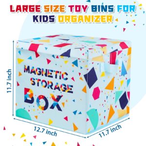 MUOUAKATE Magnetic Tiles Toy Organizer Box, Magnetic Tiles Toy Carry Case with Dividers, Playroom Organizer Travel Storage Organizer Bin, Magnetic holder Foldable Storage Cubes Bins and Lid