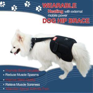 BUVUB Heated Dog Hip Brace Comes with Power Bank Heat Therapy for Dog with Hip Dysplasia, Arthritis, Hip Pain, Lower Back Pain, Weakness or Back Leg Limping(M)