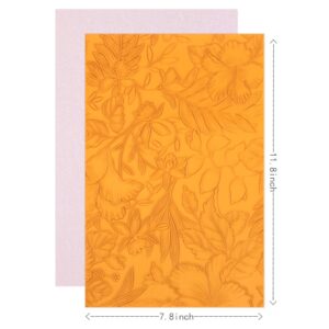 Ramya 8Pcs Embossed Faux Leather Sheet with Flower Leaf Embossed Textured 7.8"X11.8"(20cm X 30cm),Very Suitable for Making DIY Bow,Leather Earrings Sewing Crafts Projects (Embossing Series)