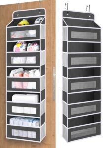 bloroom over the door organizer storage, 5 shelf hanging door organizer with 10 large capacity pockets, anti tilt 48 lb load behind door organizer for bedroom, bathroom, pantry, nursery, (dark gray)