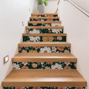 HAOKHOME Floral Peel and Stick Wallpaper Boho Wall Paper Vintage Removable for Bedroom Contact Paper Green/Terracotta 17.7in x 9.8ft