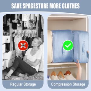 Ultra Space Saving Self Compression Organizer,Self Compression Bags, Heavy Duty Storage Tote for Space Saving, Extra Large Space Saving Bags, Space Bags for Comforters and Blankets (Large,Blue)​