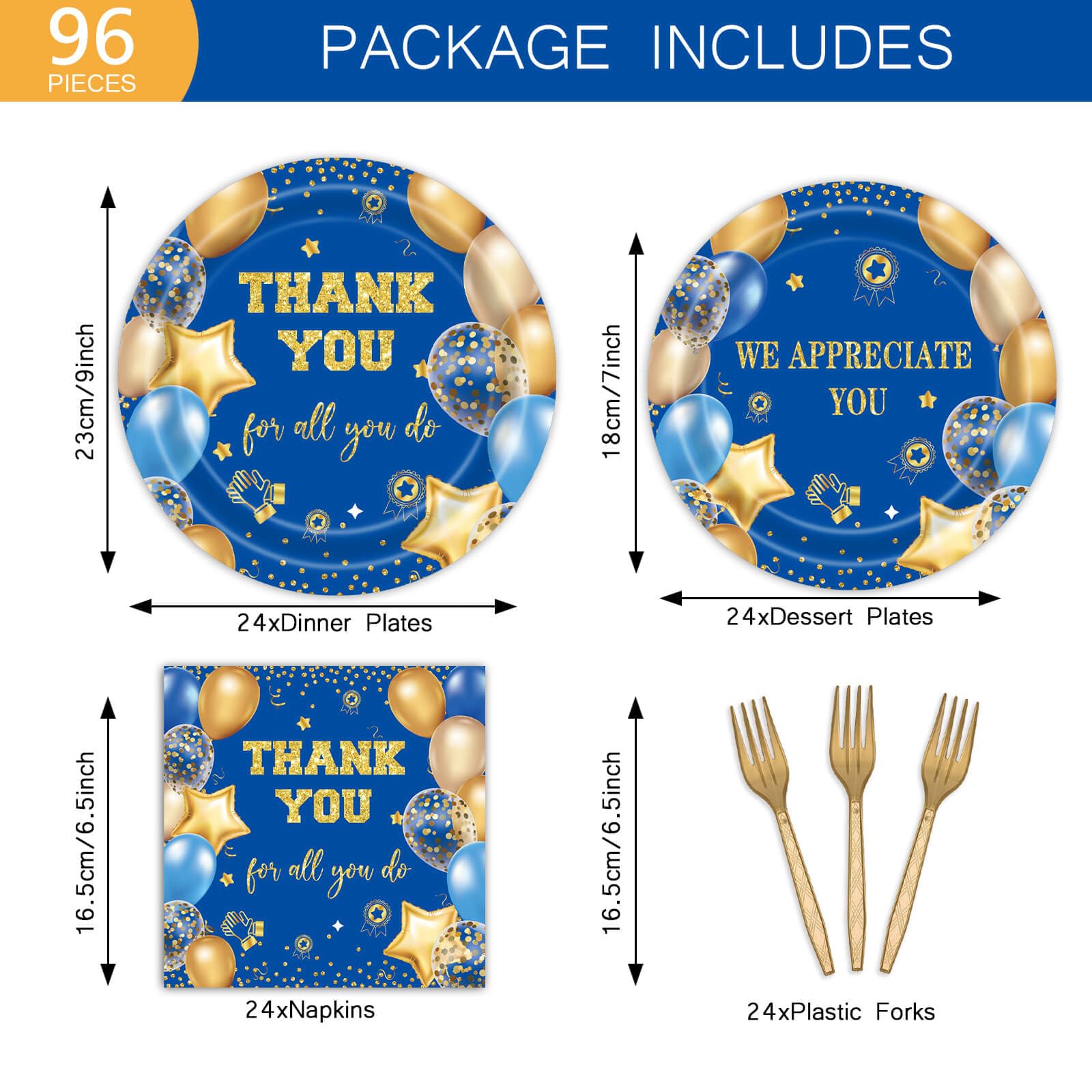 96 Pcs We Appreciate You Paper Plates 24 Guest Thank You Party Decorations Employee Staff Appreciation Teacher Doctor Appreciation Party Supplies