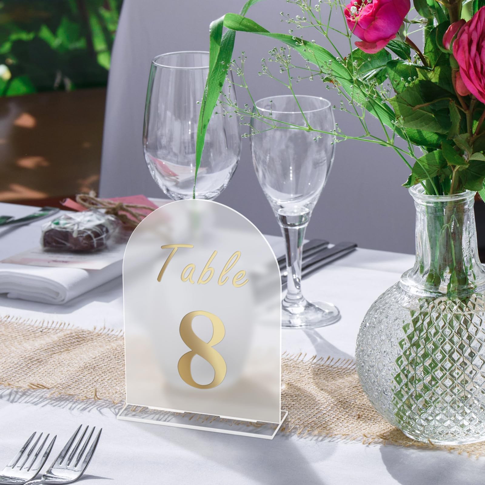 Kintkita Wedding Table Numbers 1-15, 5 X 7 Inch Acrylic Table Numbers for Wedding Reception Display,Gold Table Number Wedding Signs Stand For Anniversary, Event, Party,Wedding Table