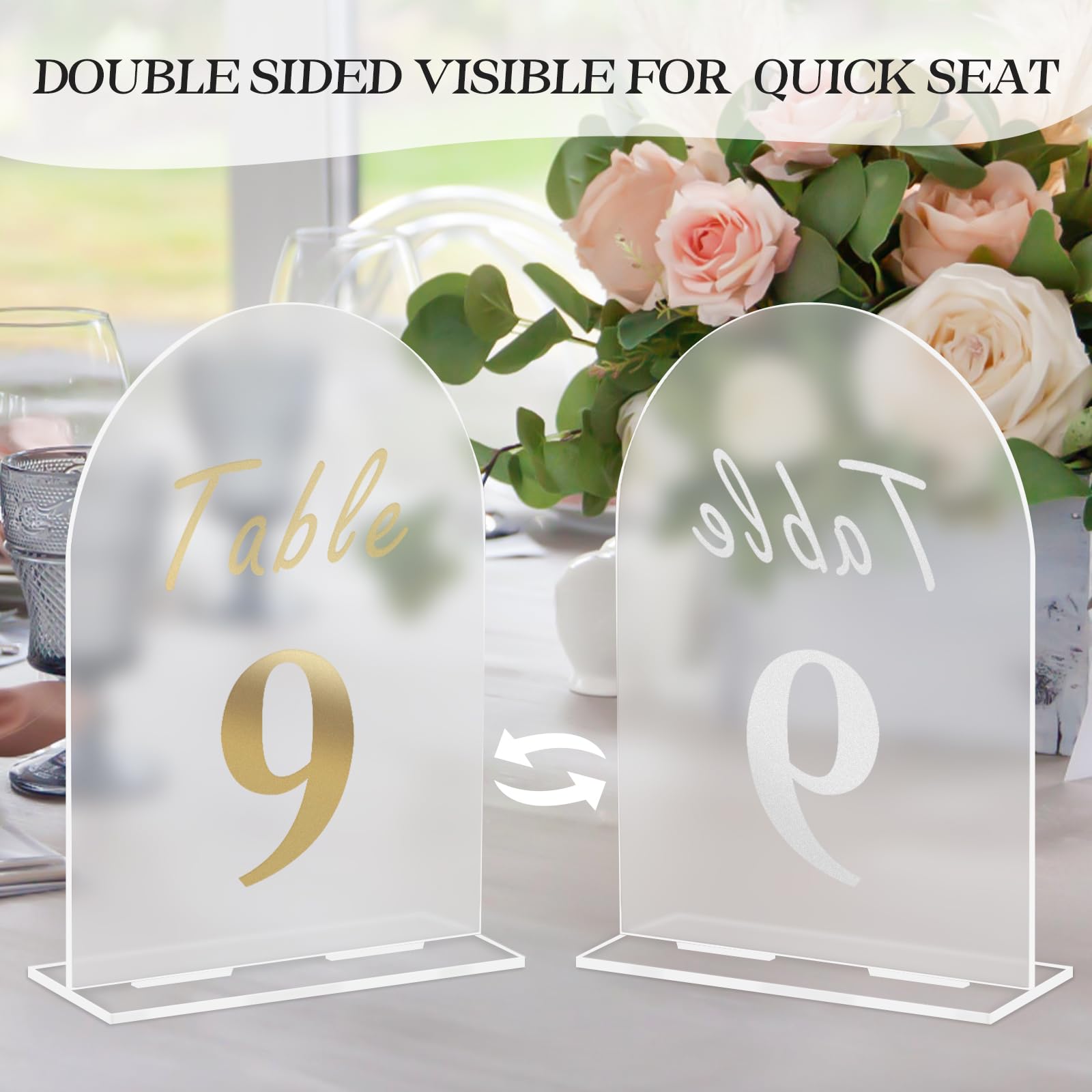 Kintkita Wedding Table Numbers 1-15, 5 X 7 Inch Acrylic Table Numbers for Wedding Reception Display,Gold Table Number Wedding Signs Stand For Anniversary, Event, Party,Wedding Table