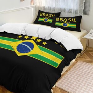 cisdanoty brazil flag pride star bedding comforter sets lightweight ultra soft comforter bedding set 3 pieces (1 duvet cover, 2 pillowcases) with zipper closure