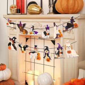 Halloween Party Decorations Halloween Banner Halloween Dog Garland Bunting Banner Cute Witch Hat Pumpkin Puppy Dog Hanging Banner for Halloween Birthday Holiday Party Wall Home Office Decor