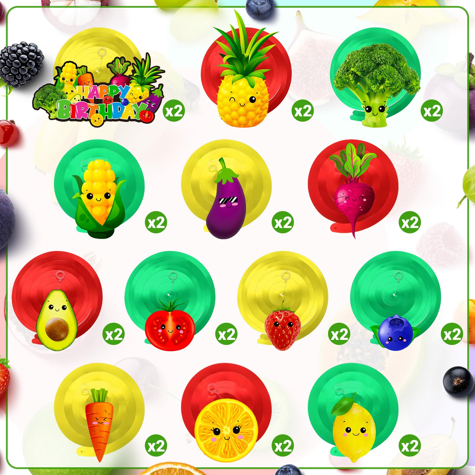 Syhood 30 Pack Hey One bear Fruit Birthday Party Decoration Dancing Fruit Hanging Swirls Fruit and Vegetable Ceiling Streamer Summer Fruit Party Supplies for Fruit Theme Baby Shower Birthday Party