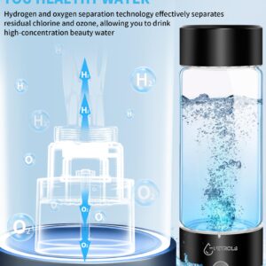 Hydrogen Water Bottle 2024, Hydrogen Water Bottle Generator with SPE PEM Technology Water Ionizer, Hydrogen Water Machine Improve Water in 3 Minutes for Home, Office, Travel, Daily Drinking(Black)