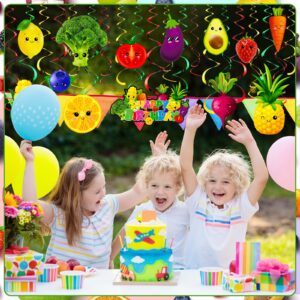 Syhood 30 Pack Hey One bear Fruit Birthday Party Decoration Dancing Fruit Hanging Swirls Fruit and Vegetable Ceiling Streamer Summer Fruit Party Supplies for Fruit Theme Baby Shower Birthday Party