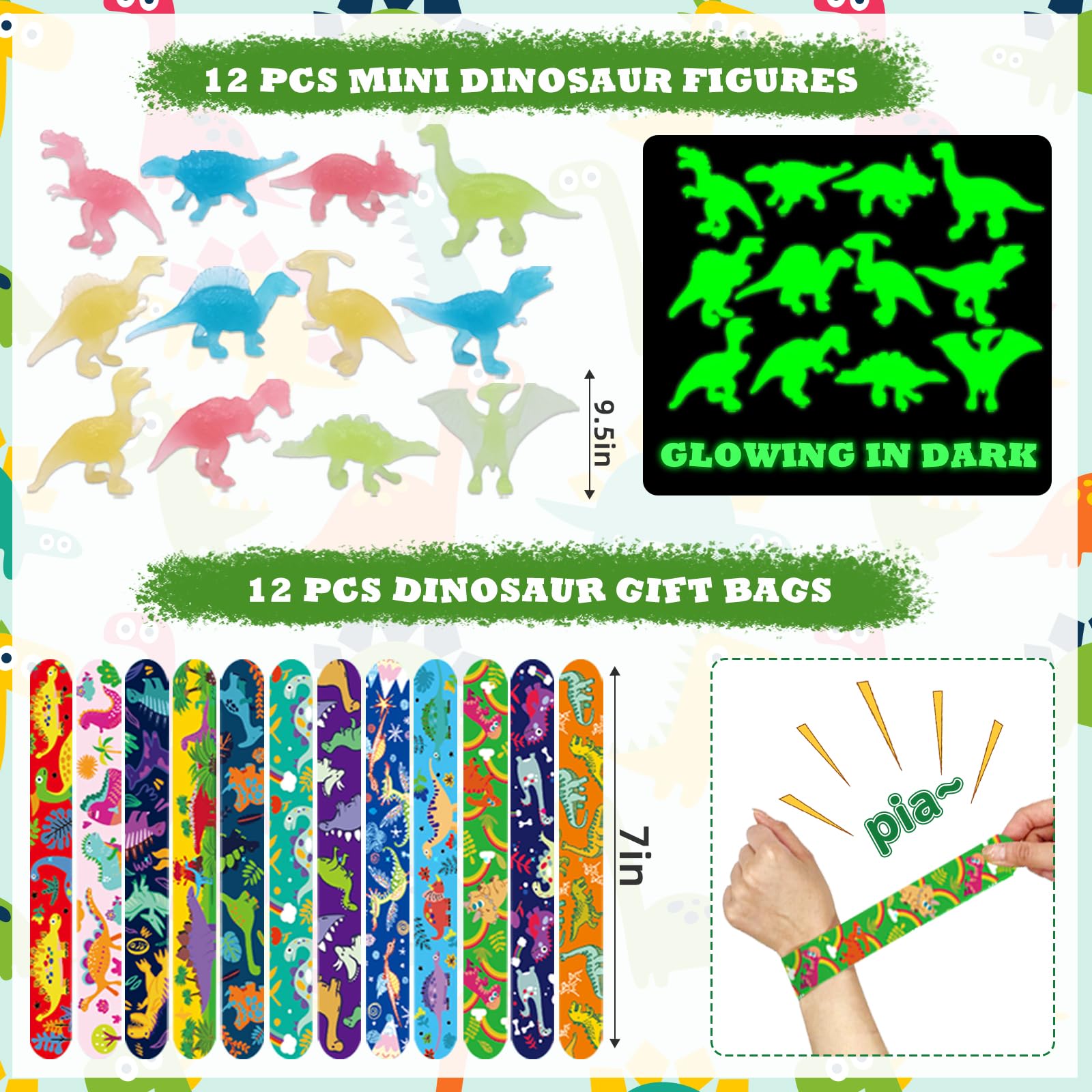 168Pcs Dinosaur Birthday Party Favors, Dino Party Favors Include Masks Bubble Stamps Hatching Eggs Bags Craft Bookmarks DIY Stickers Slap Bracelets for Dinosaur Birthday Party Decorations Supplies