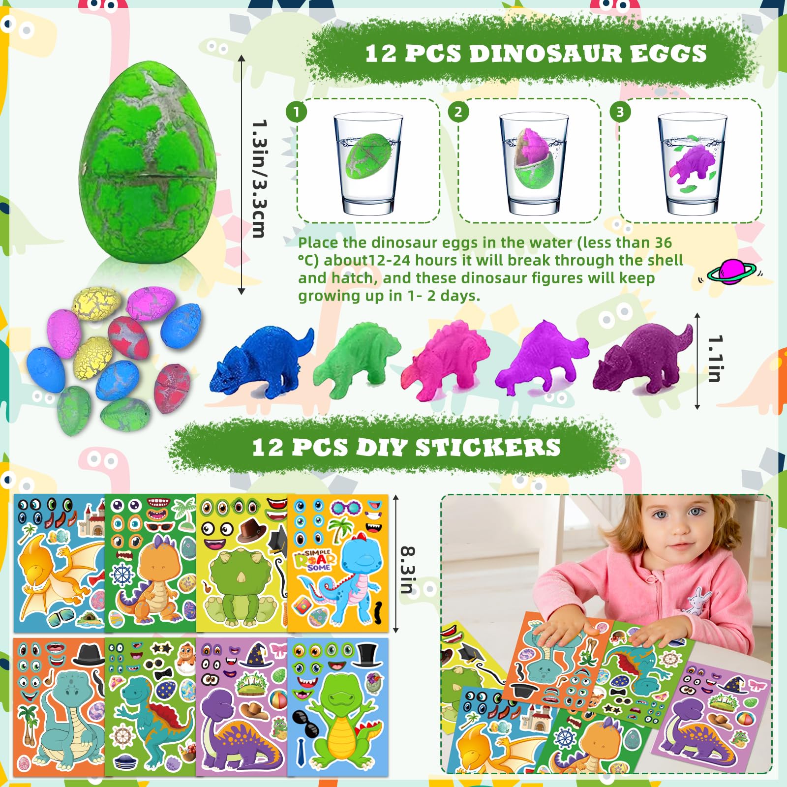 168Pcs Dinosaur Birthday Party Favors, Dino Party Favors Include Masks Bubble Stamps Hatching Eggs Bags Craft Bookmarks DIY Stickers Slap Bracelets for Dinosaur Birthday Party Decorations Supplies