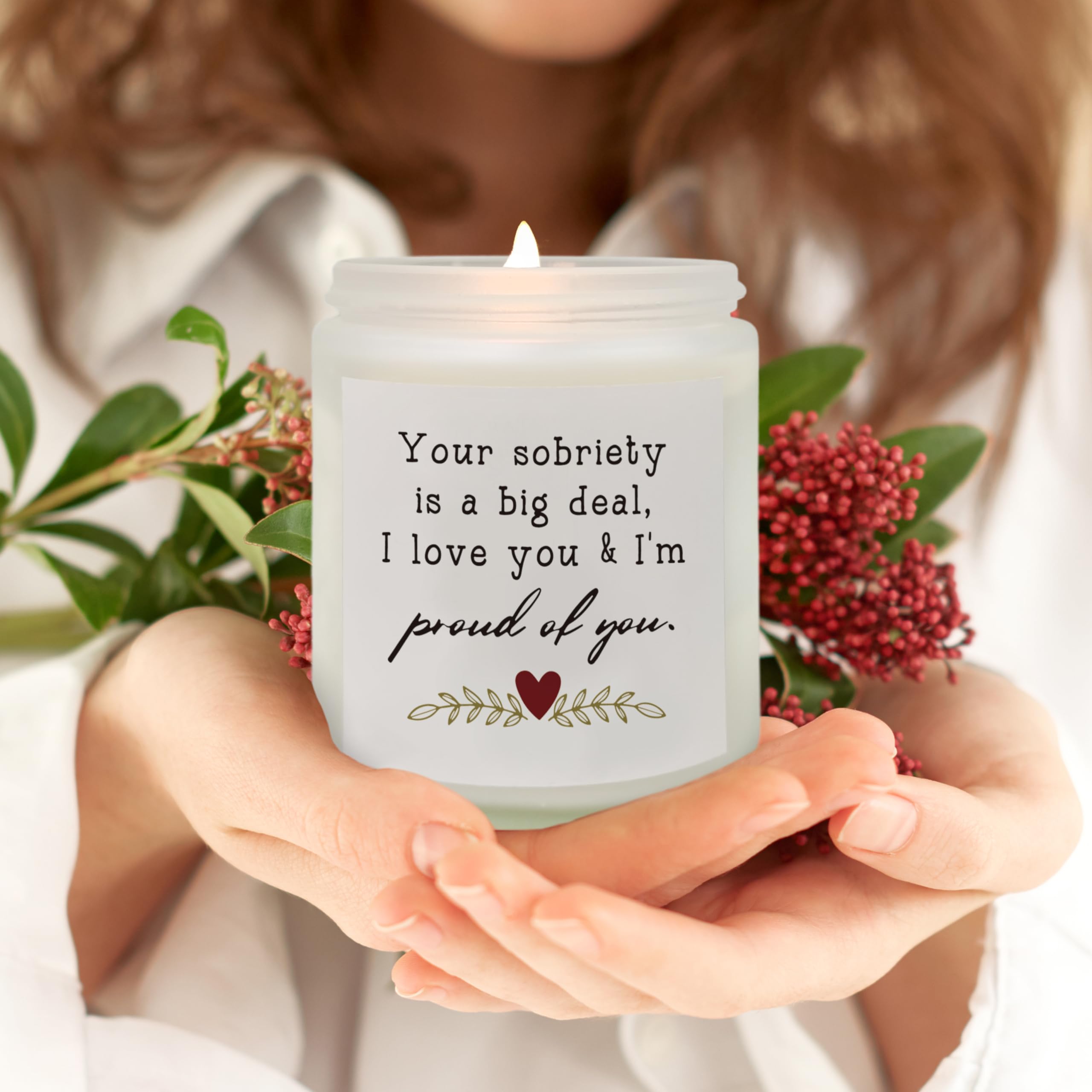 QASHWEY Best Sobriety Gifts Candle, Inspirational Sobriety Candles Gifts for Women Men, Sober Gifts Soy Candle, Your Sobriety is a Big Deal I Love You Lavender Fragrance Candles for Home Scented