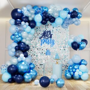 Belscebels Blue Balloon Arch Kit Different Sizes, Navy Blue Baby Blue Light Blue Metallic Blue Balloons Garland Arch Kit for Baby Shower Boys Birthday Party Graduation Ocean Themed Decoration