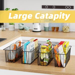 Simple Trending 6 Pack Wire Basket Locking Wall Hanging Baskets, Cabinets Organizer and Storage with Hanging Hooks for Kitchen, Garage and Bathroom