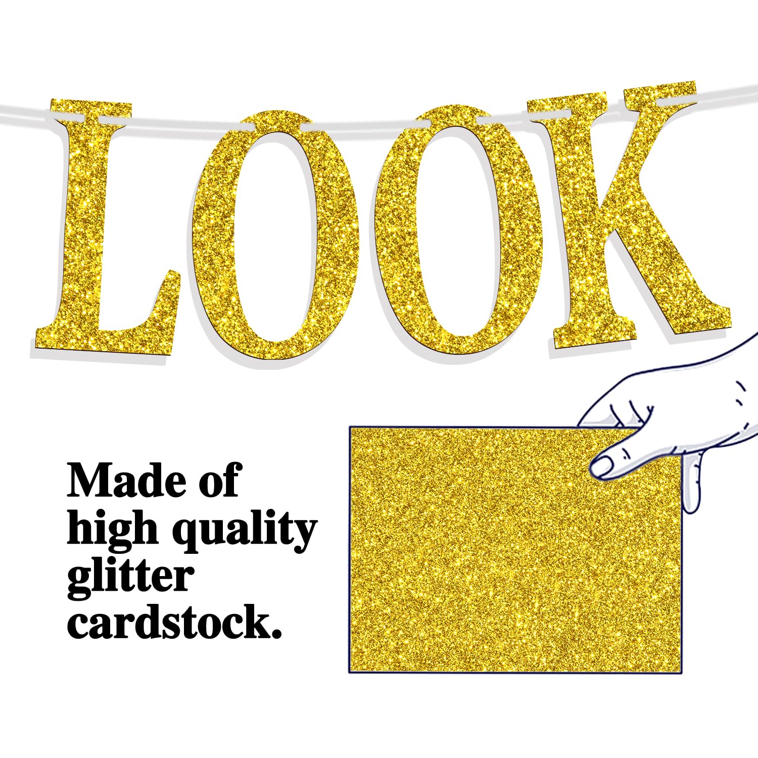 Look at You Getting Married Banner, Backdrop for Wedding Engagement Bridal Shower Party Decorations Supplies, Gold Glitter