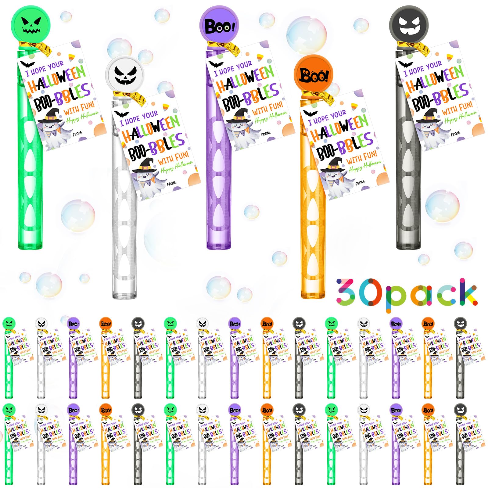 Rotatingpals 30 Pcs Halloween Students Gifts Halloween Party Favors Bubble Wands Trick or Treat Classroom Gifts Halloween Mini Bubbles Halloween Goodie Bag Fillers Non Candy for Kids Bulk