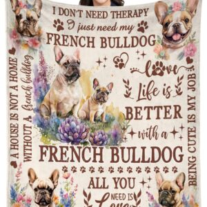 Lussues Nee French Bulldog Blanket for Women,50 x 60in French Bulldog Flannel Blanket Throws for Dog Mom (French Bulldog)