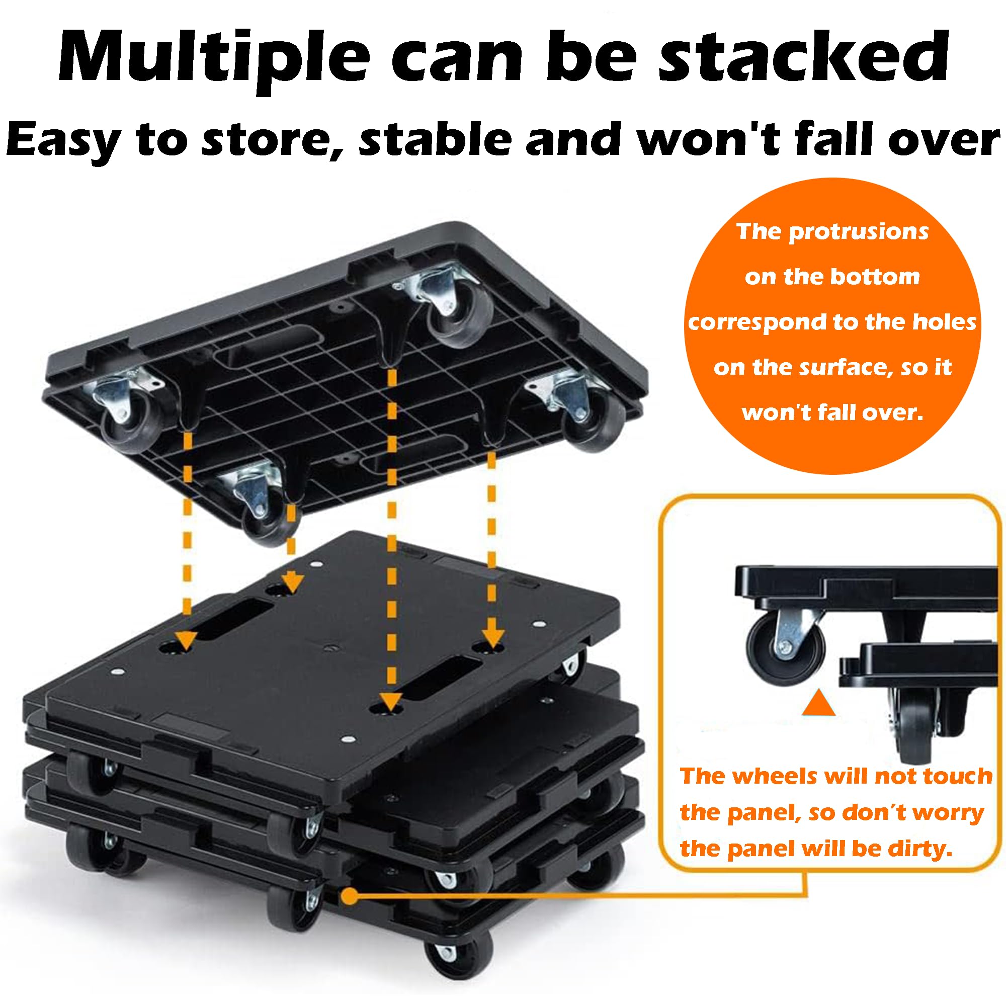 Furniture Dolly - Furniture Movers with Wheels, 16in-11in Moving Dolly 4 Wheels Heavy Duty, Small Flat Dolly Cart, Portable and Light Dollies, 1000lbs Capacity, 2 Pack, Grey