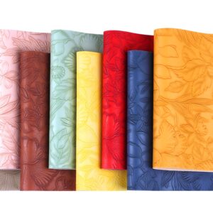 Ramya 8Pcs Embossed Faux Leather Sheet with Flower Leaf Embossed Textured 7.8"X11.8"(20cm X 30cm),Very Suitable for Making DIY Bow,Leather Earrings Sewing Crafts Projects (Embossing Series)