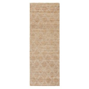 town & country terra sol interwoven diamond hand-knotted flatwoven 100% natural jute runner area rug, natural, 2'5"x7"