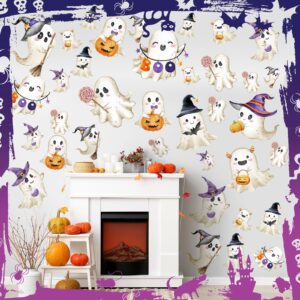 Sabary 6 Sheet/ 36 Pcs Halloween Ghost Decals Halloween Ghost Wall Decals Halloween Wall Clings Stickers Removable Peel and Stick Ghost Decals for Bathroom Wall Door Clings Party Decor