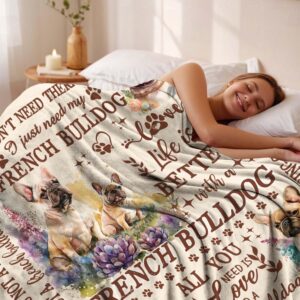 Lussues Nee French Bulldog Blanket for Women,50 x 60in French Bulldog Flannel Blanket Throws for Dog Mom (French Bulldog)