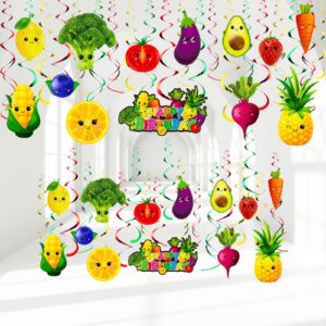 syhood 30 pack hey one bear fruit birthday party decoration dancing fruit hanging swirls fruit and vegetable ceiling streamer summer fruit party supplies for fruit theme baby shower birthday party