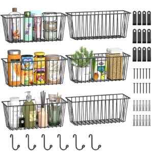 simple trending 6 pack wire basket locking wall hanging baskets, cabinets organizer and storage with hanging hooks for kitchen, garage and bathroom