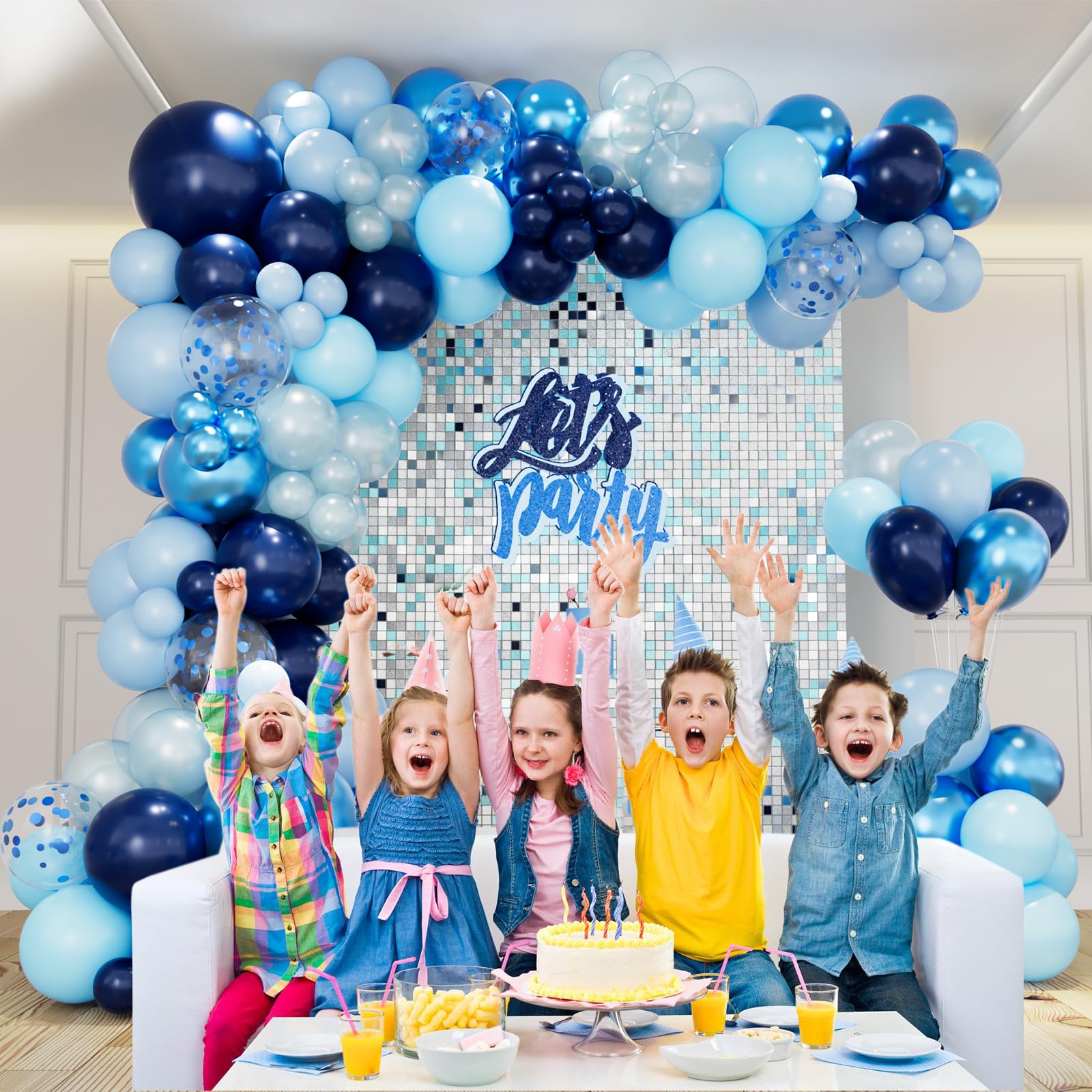 Belscebels Blue Balloon Arch Kit Different Sizes, Navy Blue Baby Blue Light Blue Metallic Blue Balloons Garland Arch Kit for Baby Shower Boys Birthday Party Graduation Ocean Themed Decoration