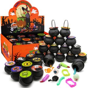 168 pcs halloween party favors 24 pack prefilled small plastic witch cauldron halloween toys in bulk halloween prizes gifts for kids trick or treat halloween goodie bag fillers party favor toys