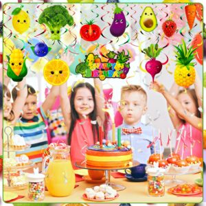 Syhood 30 Pack Hey One bear Fruit Birthday Party Decoration Dancing Fruit Hanging Swirls Fruit and Vegetable Ceiling Streamer Summer Fruit Party Supplies for Fruit Theme Baby Shower Birthday Party